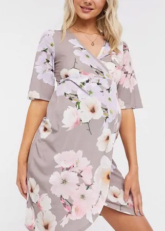 Облегающее платье миди с цветочным принтом Blume Maternity-Розовый цвет