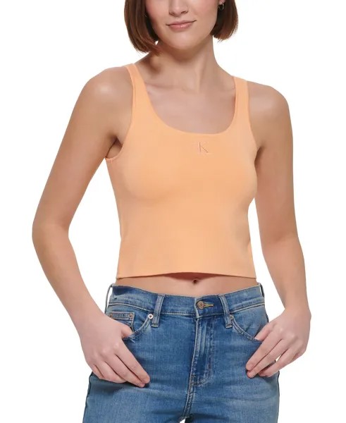 Женская укороченная майка с вышитым логотипом Calvin Klein Jeans