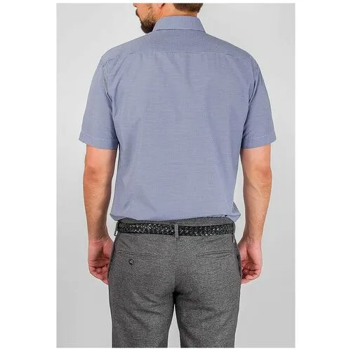 Рубашка мужская короткий рукав CASINO c224/057/1718/Z/1p, Полуприталенный силуэт / Regular fit, цвет Синий, рост 174-184, размер ворота 40