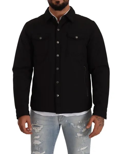 OFFICINA36 Куртка Черное пальто из полиэстера на пуговицах с длинными рукавами IT50/US40/L $500