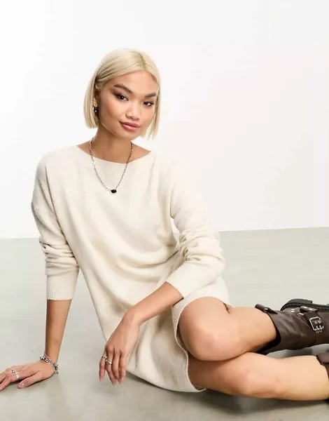 Кремовое вязаное мини-платье-джемпер Vero Moda