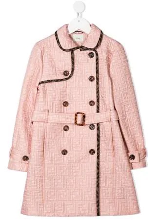 Fendi Kids стеганый тренч с логотипом FF