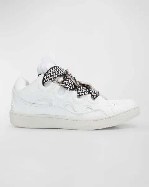 Мужские кожаные низкие кеды из коллаборации с FUTURE Lanvin, цвет 0010 - Whiteblack