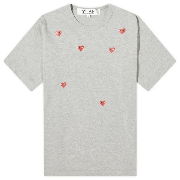 Футболка Comme Des Garçons Play Many Heart T-Shirt, серый