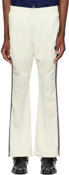 Белые спортивные брюки с вышивкой NEEDLES