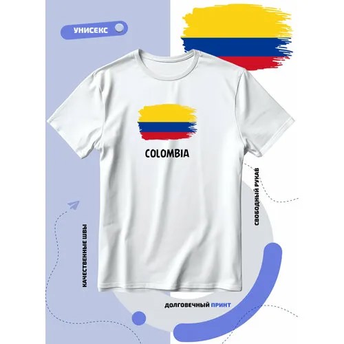 Футболка с флагом Колумбии-Colombia, размер M, белый