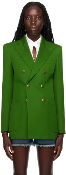 Зеленый двубортный пиджак AMI Alexandre Mattiussi