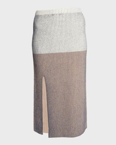 Трикотажная юбка миди с цветными блоками MM6 Maison Margiela