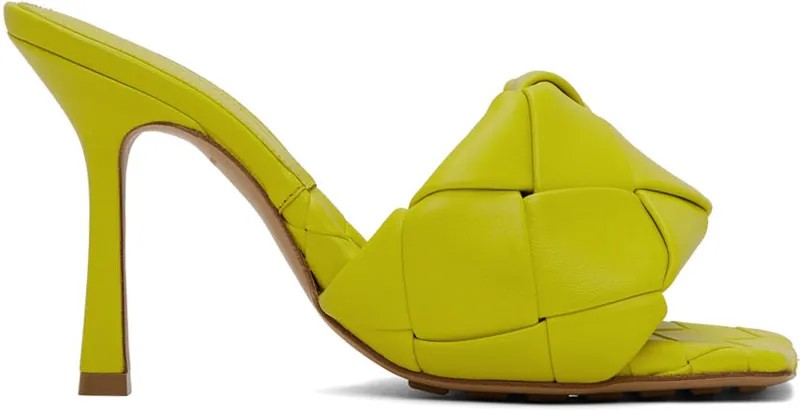 Желтые босоножки на каблуке Maxi Intreccio Lido Bottega Veneta