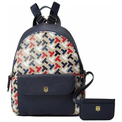 Рюкзак TOMMY HILFIGER, искусственная кожа, регулируемый ремень, синий