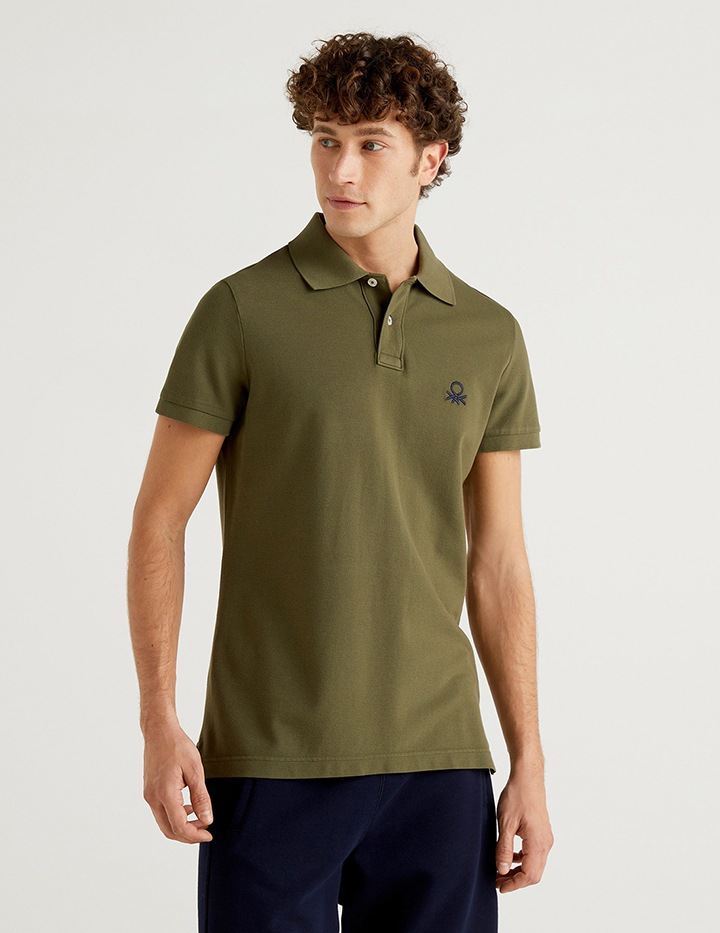 Футболка-поло мужская United Colors of Benetton 21A_3089J3178 зеленая 2XL
