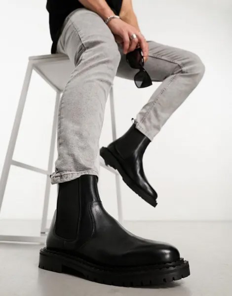 Черные кожаные ботинки челси Walk London Jagger