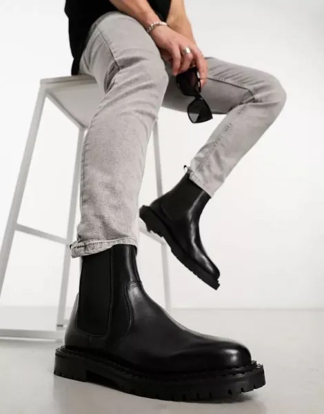 Черные кожаные ботинки челси Walk London Jagger