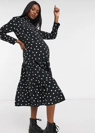 Однотонное платье с баской и принтом в горошек Topshop Maternity-Многоцветный