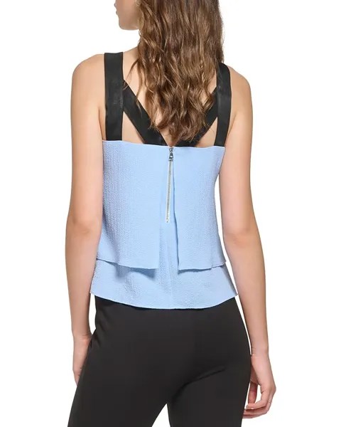 Блуза DKNY Sleeveless Contrast Strap Crepe Blouse, цвет Frosting Blue