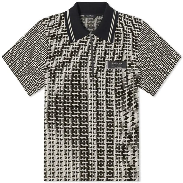 Рубашка Balmain Monogram Jacquard Polo, цвет Ivory & Black