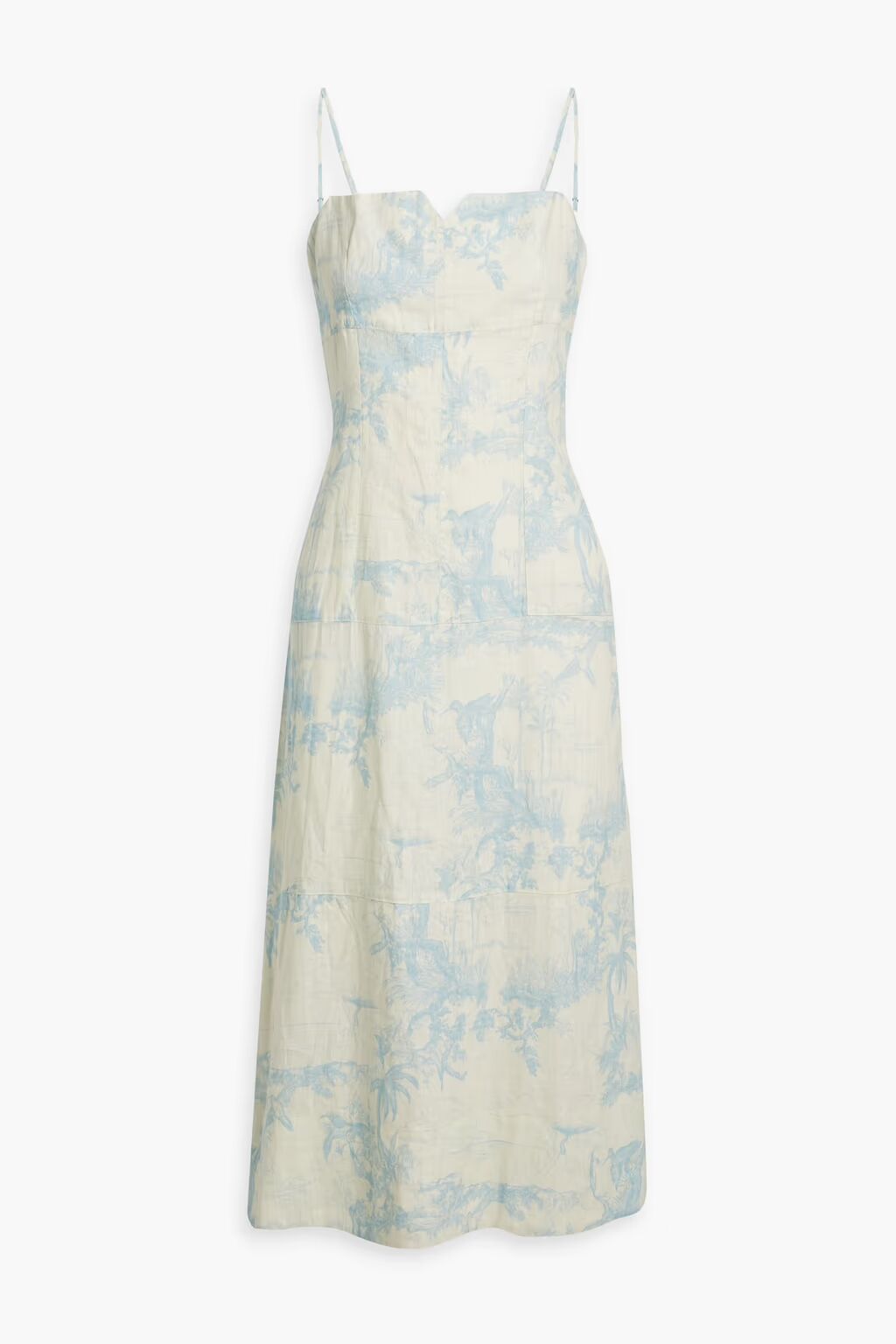 Льняное платье миди с принтом Corta Joie, голубое небо
