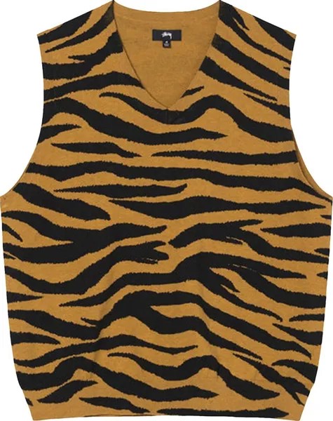 Свитер Stussy Tiger Printed Sweater Vest 'Mustard', желтый