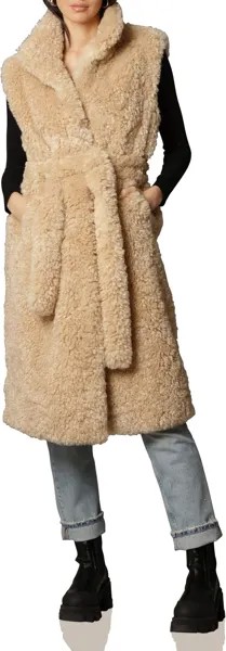 Жилет из искусственного меха Teddy с поясом Avec Les Filles, цвет Tan