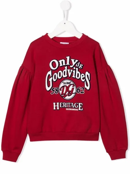 Dolce & Gabbana Kids толстовка с объемными рукавами и графичным принтом