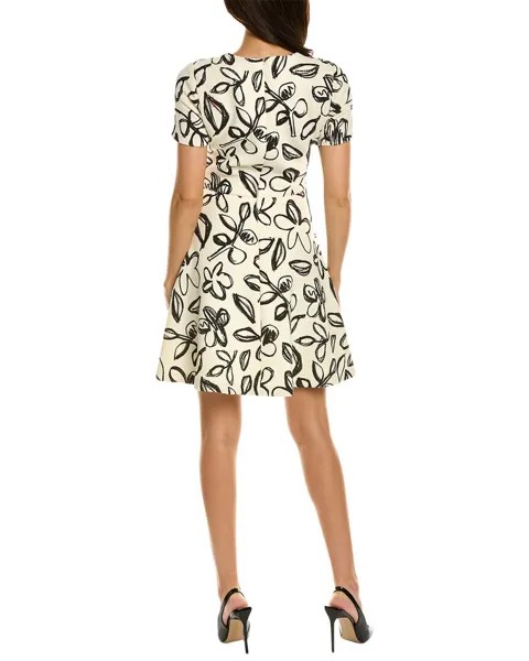 Платье Oscar de la Renta из смесовой шерсти с рисунком Scribble, белый