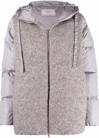 Herno hooded knit panel puffer coat