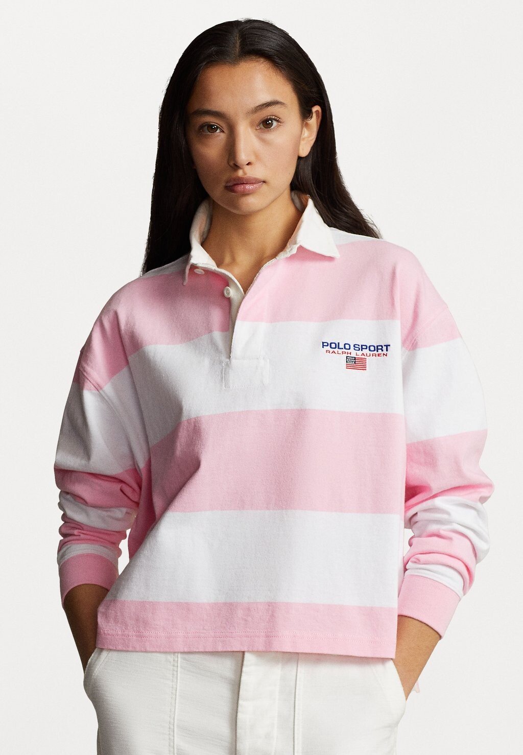 Рубашка с длинным рукавом LONG SLEEVE RUGBY Ralph Lauren, цвет carmel pink/white