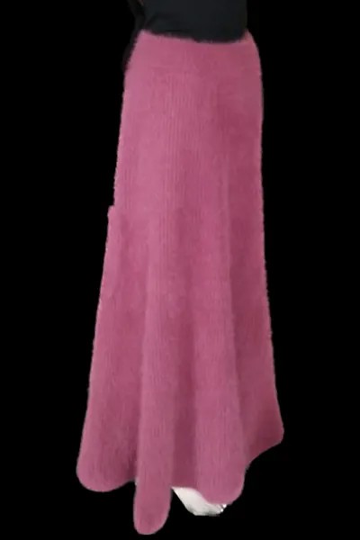 Настраиваемая длинная соболиная однотонная вязаная пушистая кашемировая юбка из норки, плотная юбка в пол для женщин J23217
