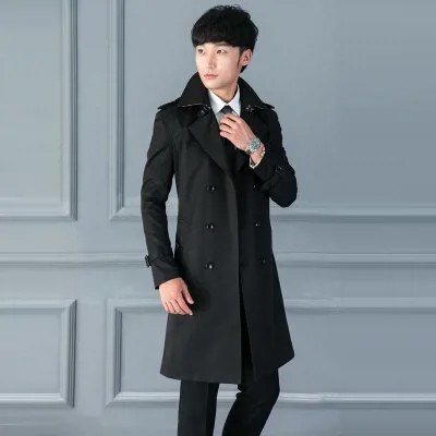 Брендовое пальто, Тренч для мужчин, новый дизайн, облегающие бежевые длинные тренчи, Великобритания, высокое качество, индивидуальный Размер, пальто, Мужское пальто