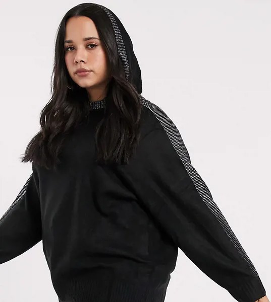Худи черного цвета со стразами River Island Plus-Черный