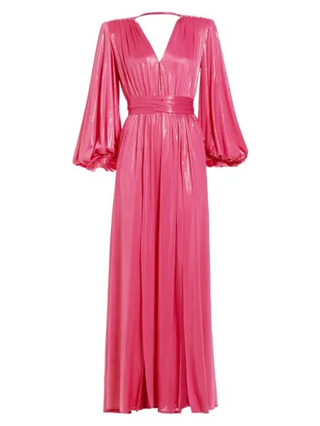 Платье Zoe с объемными рукавами и V-образным вырезом цвета металлик Bronx and Banco, розовый