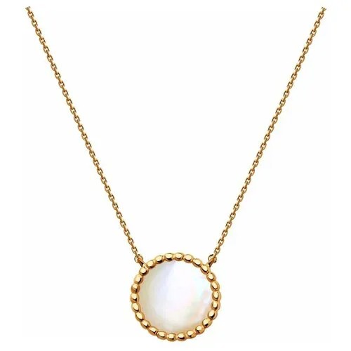 Колье Diamant, серебро, 925 проба, золочение, перламутр, длина 45 см., белый
