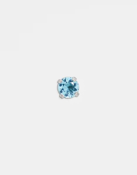 Серьга-гвоздик с голубым камнем Kingsley Ryan-Серебристый