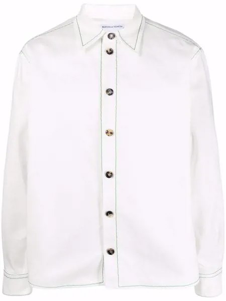 Bottega Veneta куртка-рубашка с контрастной строчкой