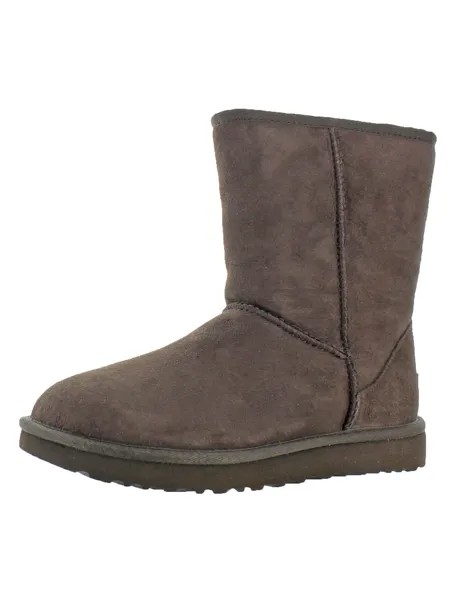Женские повседневные замшевые ботинки Classic Short II на подкладке UGG, шоколад
