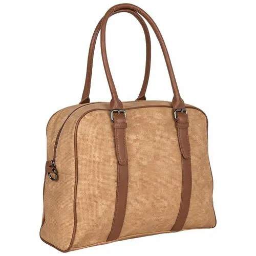 Сумка дорожная Pola, 19 л, 15х40х32 см, ручная кладь, коричневый/бежевый