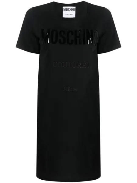 Moschino платье-футболка с логотипом, черный