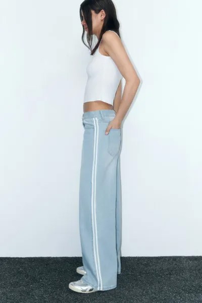 Джинсы baggy fit широкие с лампасами