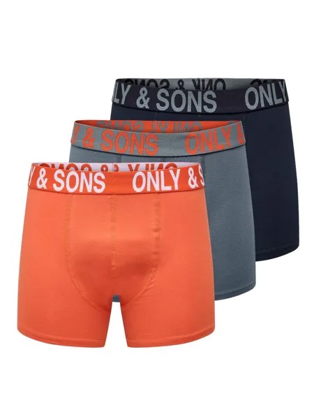 Боксеры Only & Sons, синий/серый/оранжевый