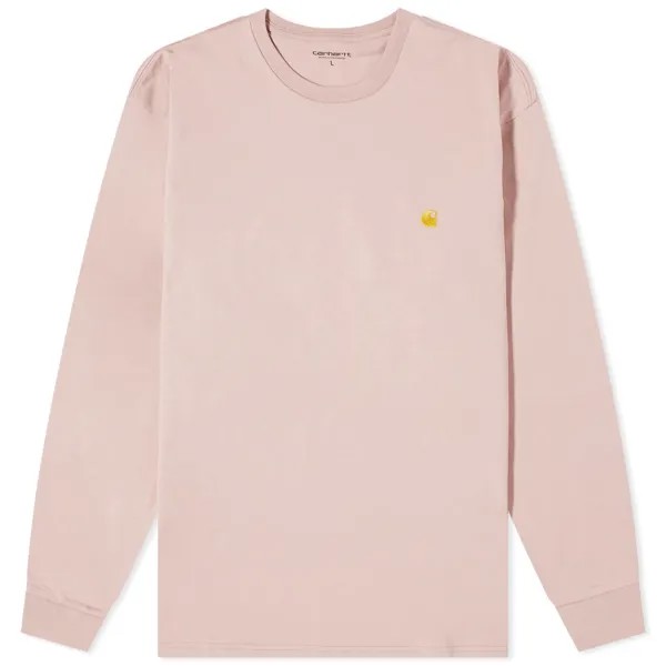 Футболка Carhartt Wip Long Sleeve Chase, цвет Glassy Pink & Gold