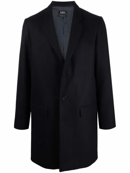 A.P.C. шерстяное пальто с длинными рукавами, синий