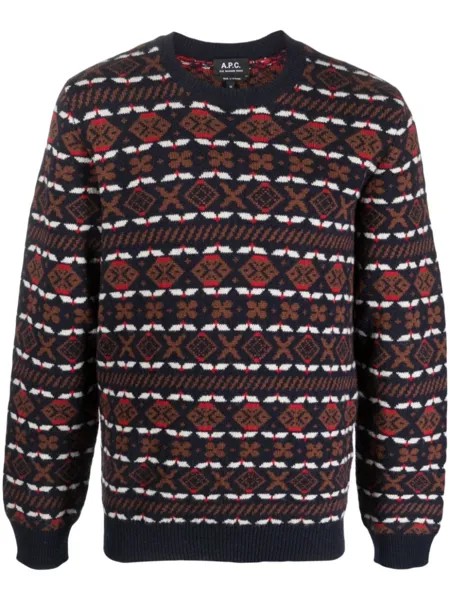 A.P.C. пуловер John из шерсти мериноса, синий
