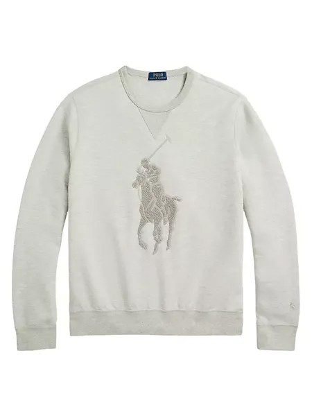 Толстовка двойной вязки из синели с логотипом Polo Ralph Lauren, цвет light sport heather