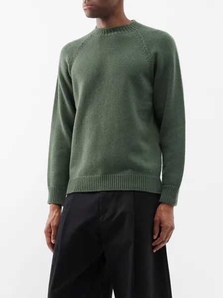 Кашемировый свитер с рукавами реглан Lardini, зеленый