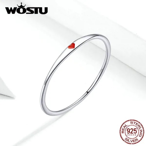 WOSTU 925 стерлингового серебра простое сердце гравировка кольца круглый круг чистый палец кольцо для женщин