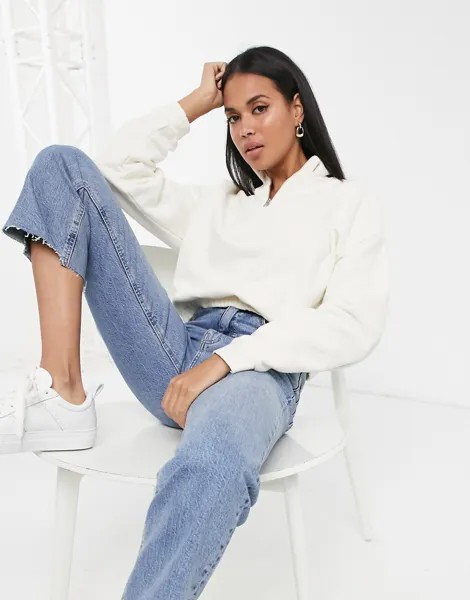 Кремовый свитшот с короткой молнией Levi's-Белый