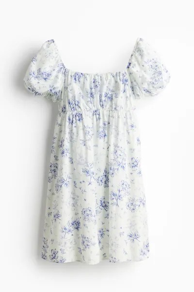 Платье H&M Puff-sleeved Babydoll, кремовый
