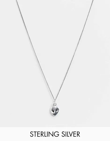 Серебряное ожерелье с подвеской-инопланетянином ASOS DESIGN-Серебряный