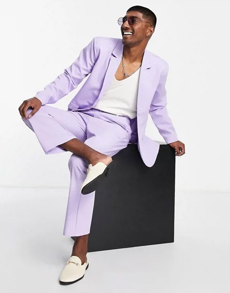 Свободный oversized-пиджак в стиле 90-х Bando-Фиолетовый цвет