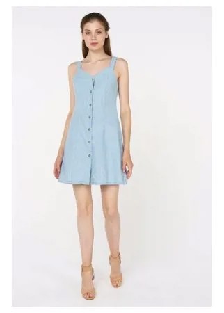 Платье Vero moda 10213278 женское Цвет Синий Light Blue Denim Однотонный р-р 46 L
